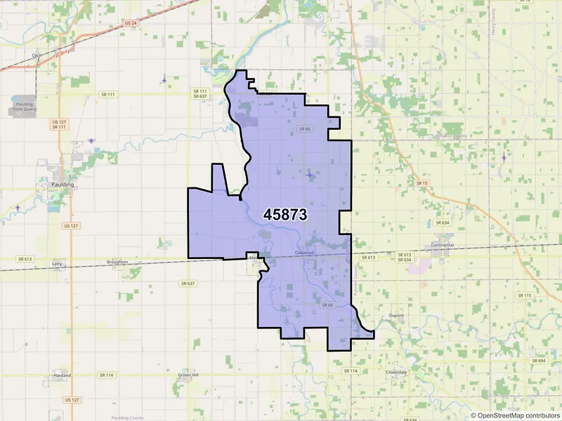 Map of ZIP Code 45873 — Oakwood, OH