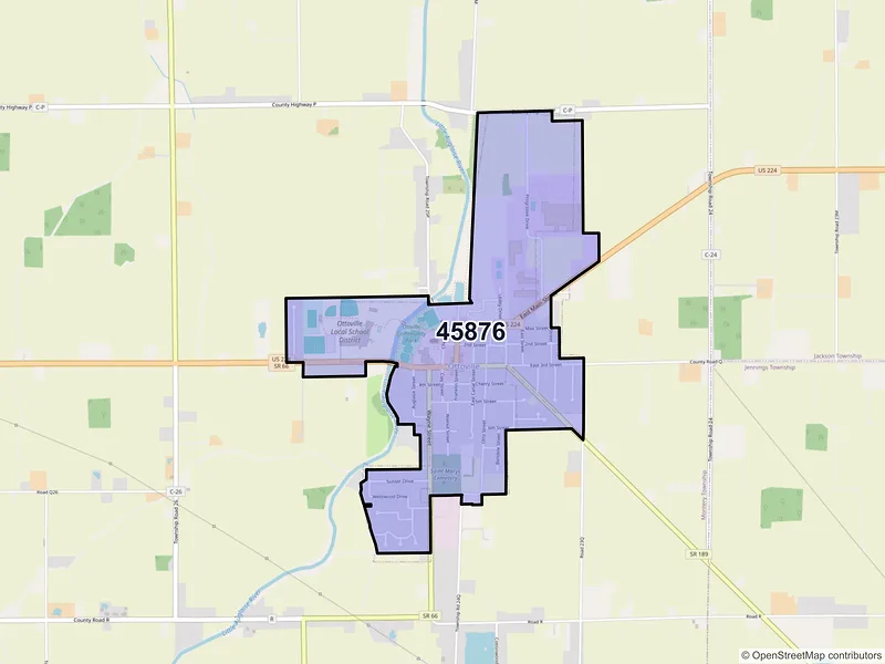 Map of Ottoville, Ohio and ZIP codes