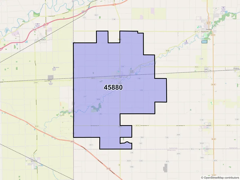 Map of ZIP Code 45880 — Payne, OH