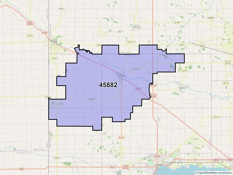 Map of ZIP Code 45882 — Rockford, OH