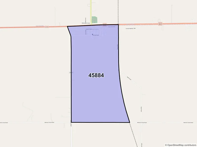 Map of Saint Johns, Ohio and ZIP codes