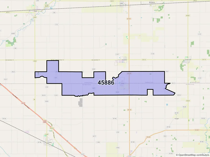 Map of ZIP Code 45886 — Scott, OH