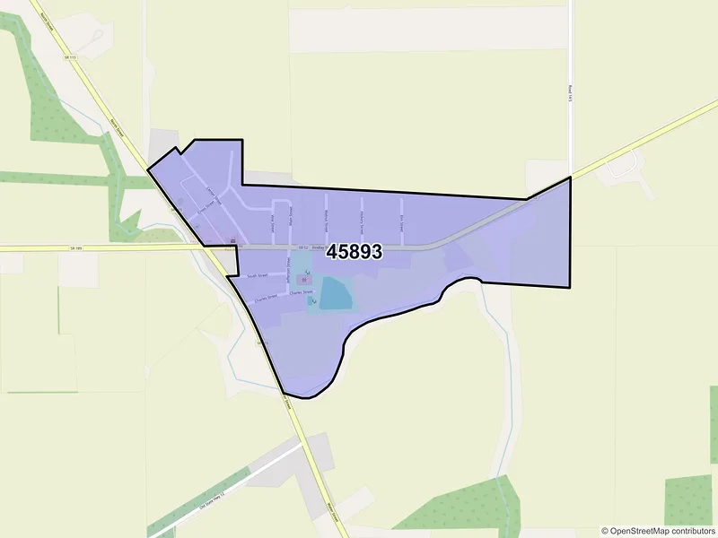 Map of Vaughnsville, Ohio and ZIP codes