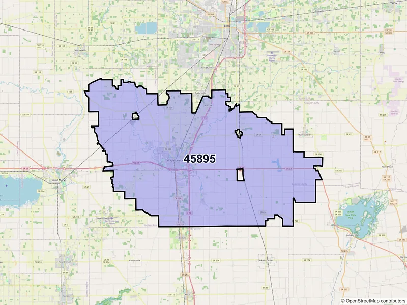 Map of ZIP Code 45895 — Wapakoneta, OH