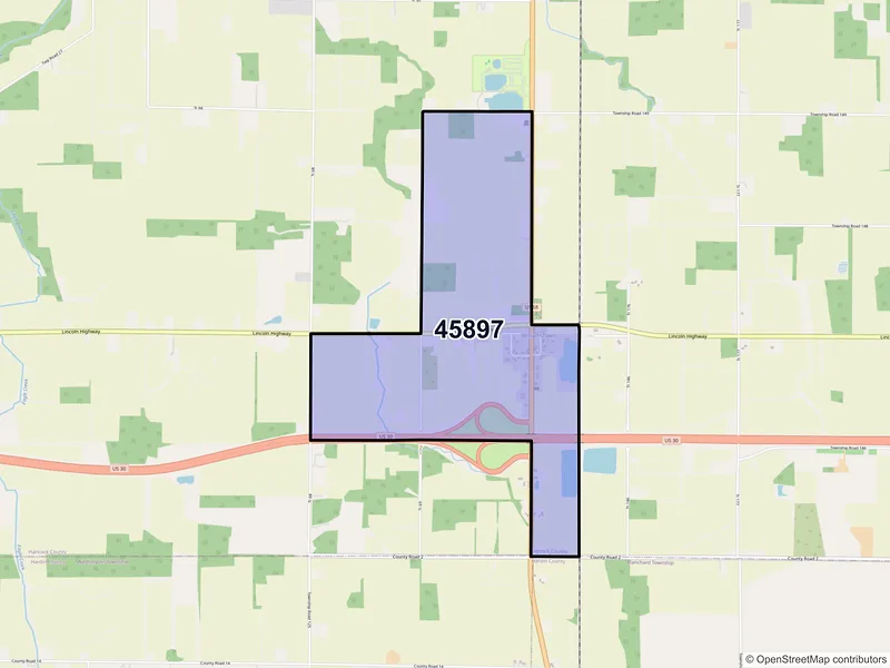 Map of ZIP Code 45897 — Williamstown, OH
