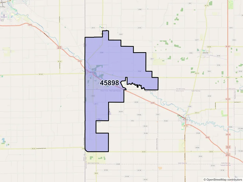 Map of ZIP Code 45898 — Willshire, OH