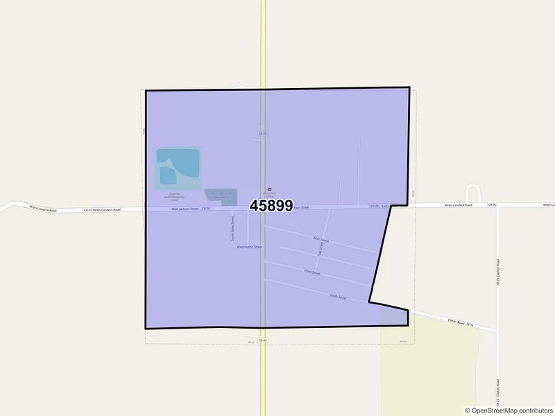 Map of Wren, Ohio and ZIP codes