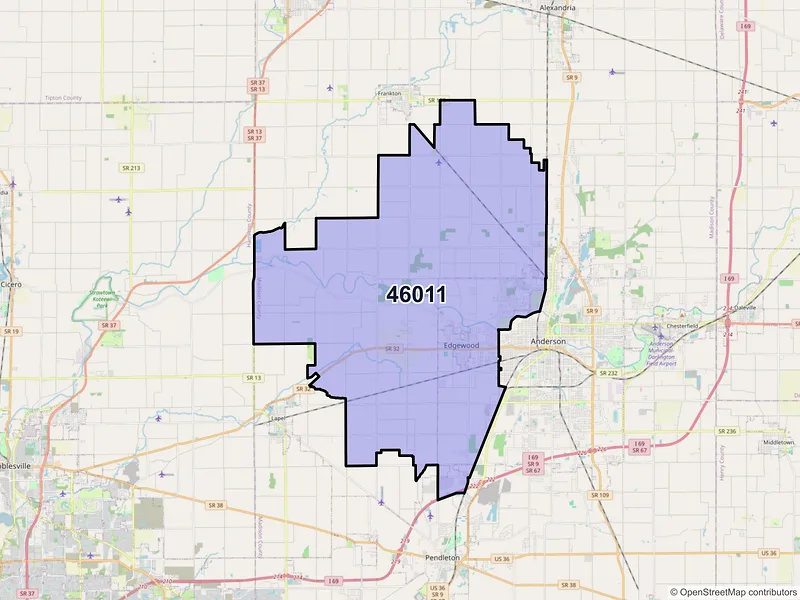 Map of ZIP Code 46011 — Anderson, IN