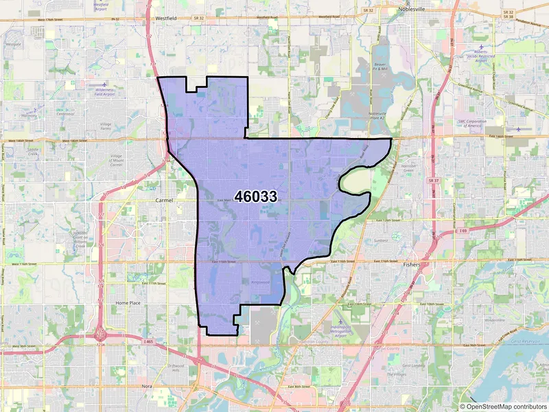 Map of ZIP Code 46033 — Carmel, IN