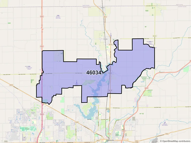 Map of ZIP Code 46034 — Cicero, IN
