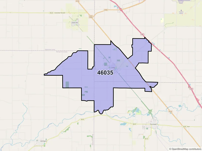 Map of ZIP Code 46035 — Colfax, IN