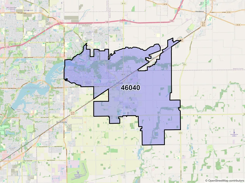 Map of ZIP Code 46040 — Fortville, IN
