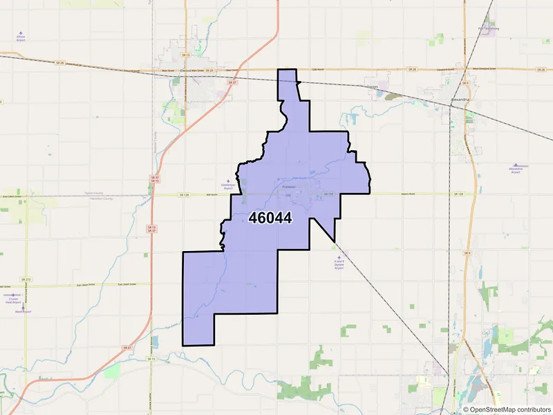 Map of ZIP Code 46044 — Frankton, IN