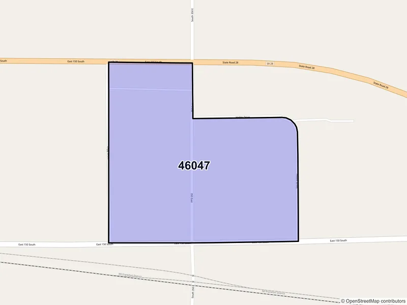 Map of Hobbs, Indiana and ZIP codes
