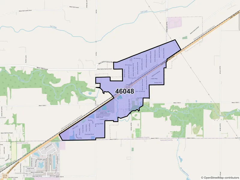Map of ZIP Code 46048 — Ingalls, IN