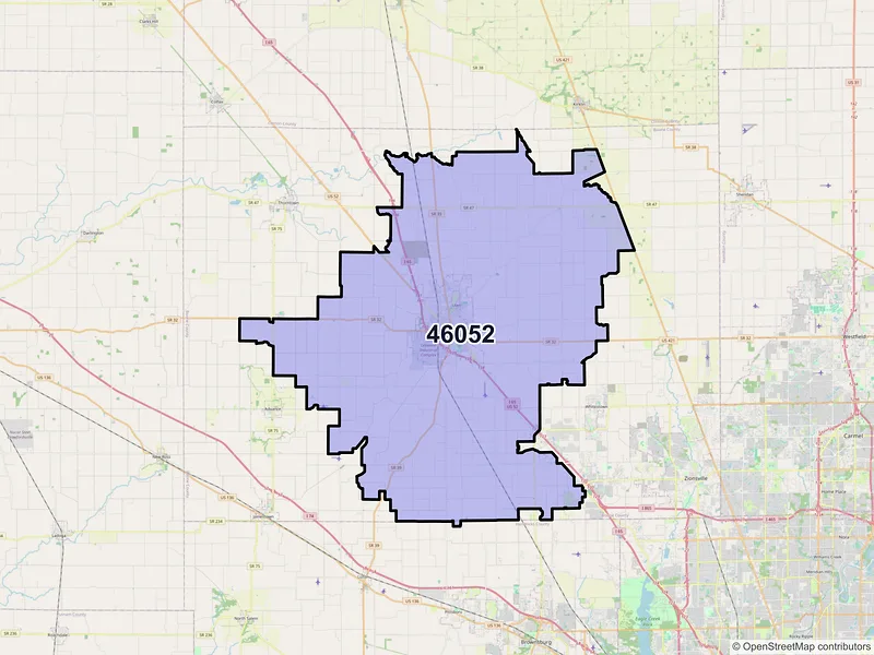 Map of ZIP Code 46052 — Lebanon, IN