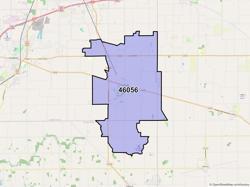 Map of ZIP Code 46056 — Markleville, IN
