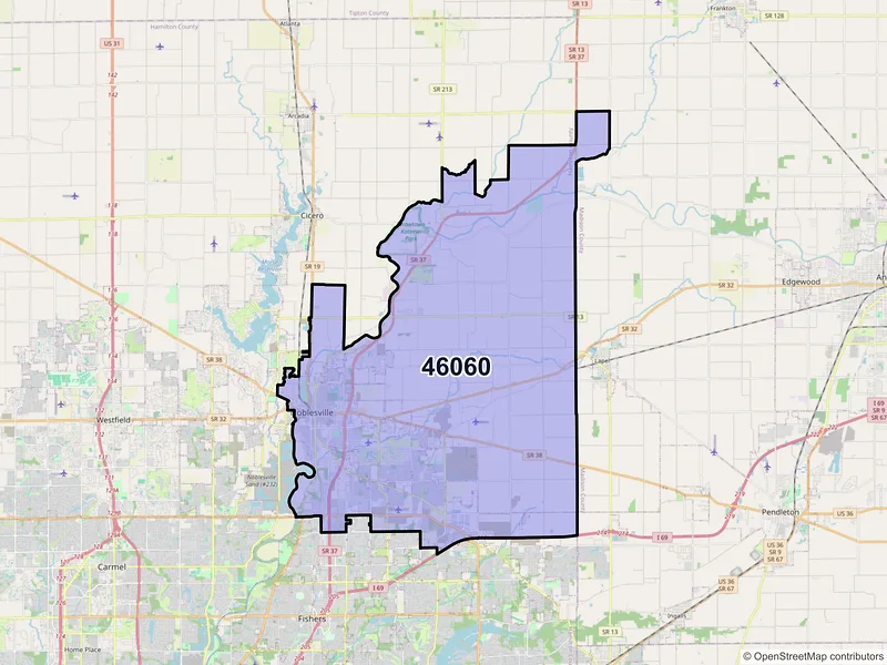 Map of ZIP Code 46060 — Noblesville, IN
