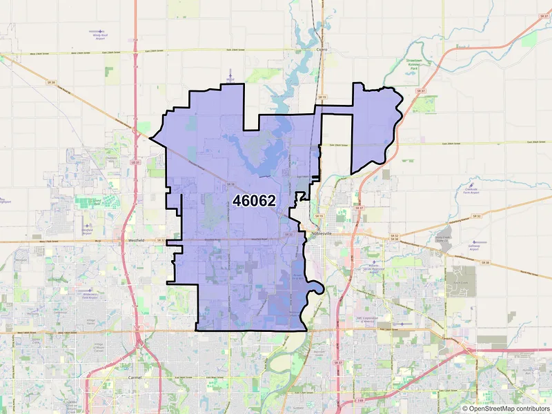 Map of ZIP Code 46062 — Noblesville, IN