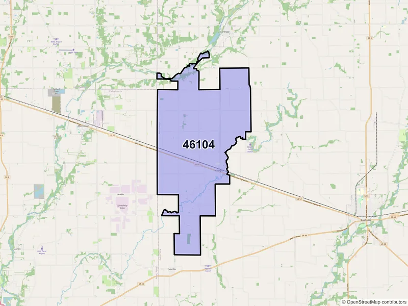 Map of ZIP Code 46104 — Arlington, IN