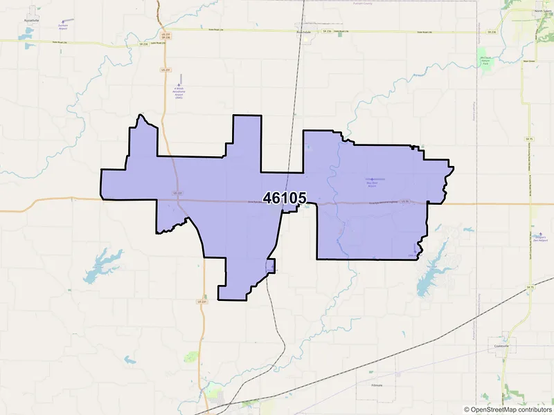 Map of Bainbridge, Indiana and ZIP codes