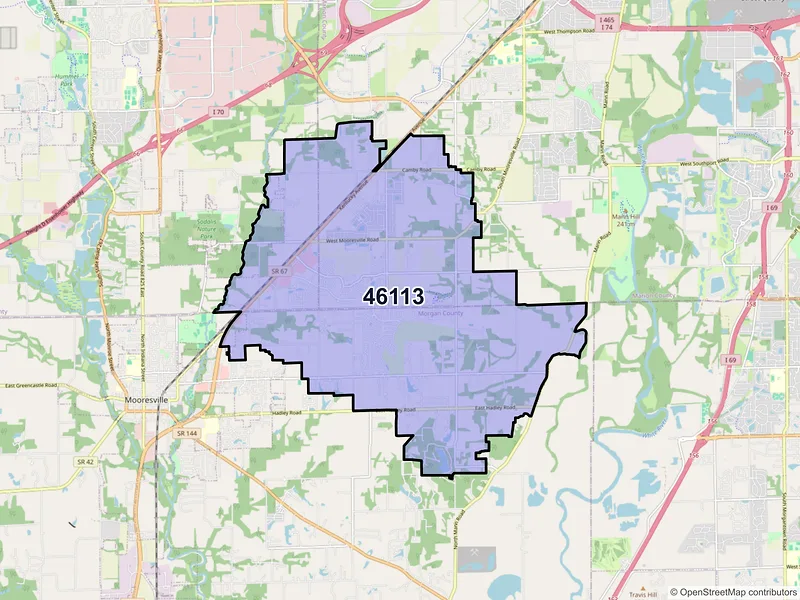 Map of ZIP Code 46113 — Camby, IN