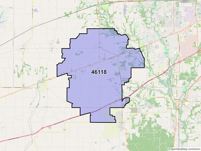 Map of ZIP Code 46118 — Clayton, IN