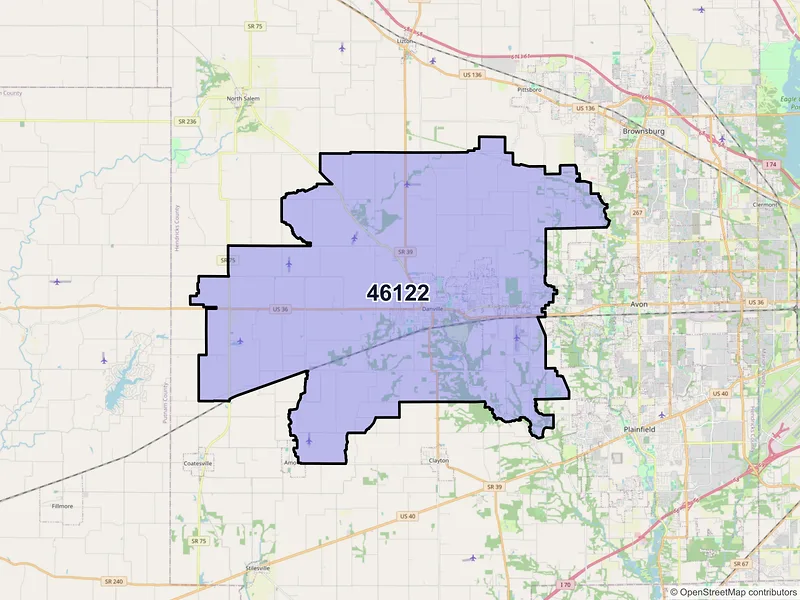 Map of ZIP Code 46122 — Danville, IN