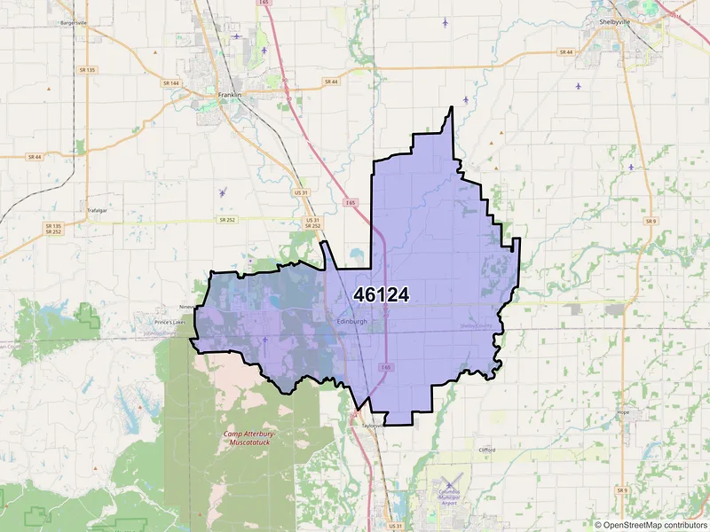 Map of ZIP Code 46124 — Edinburgh, IN