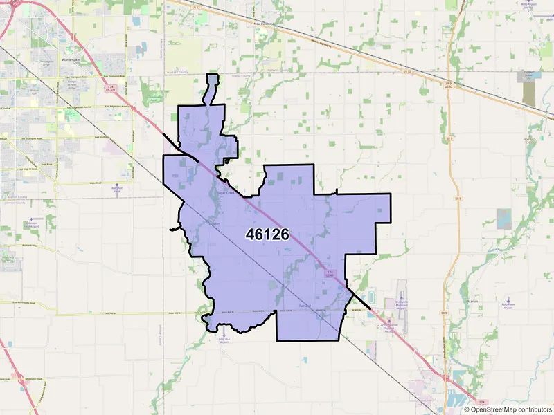 Map of ZIP Code 46126 — Fairland, IN