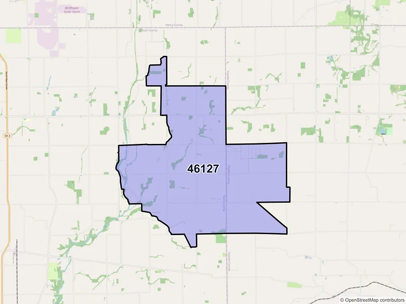 Map of Falmouth, Indiana and ZIP codes