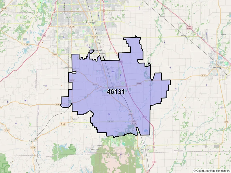 Map of ZIP Code 46131 — Franklin, IN