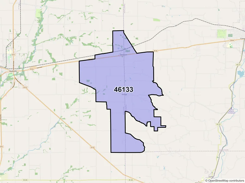 Map of Glenwood, Indiana and ZIP codes