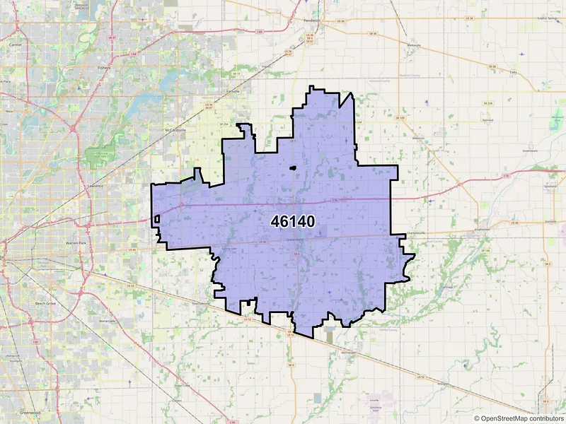 Map of ZIP Code 46140 — Greenfield, IN