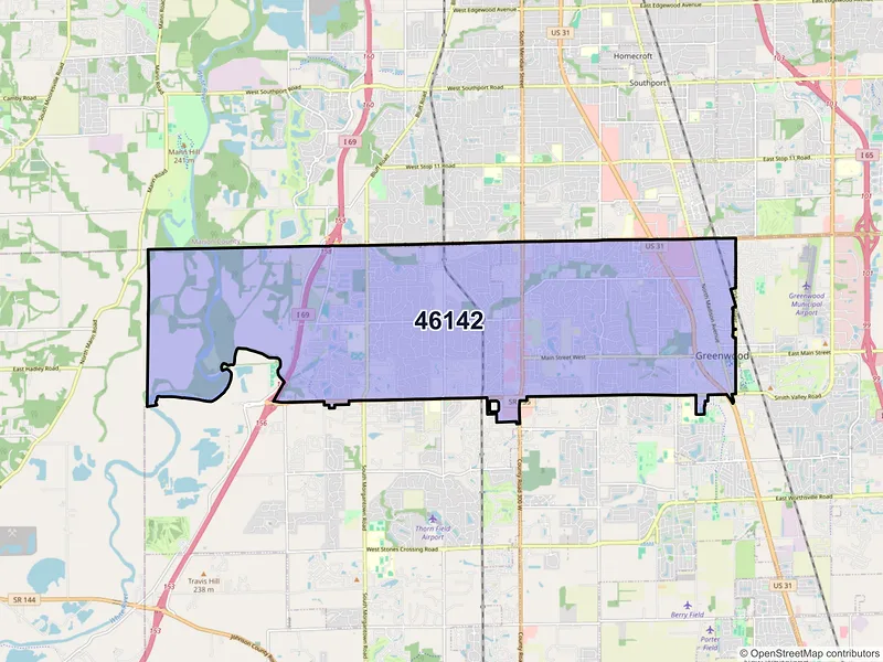 Map of ZIP Code 46142 — Greenwood, IN