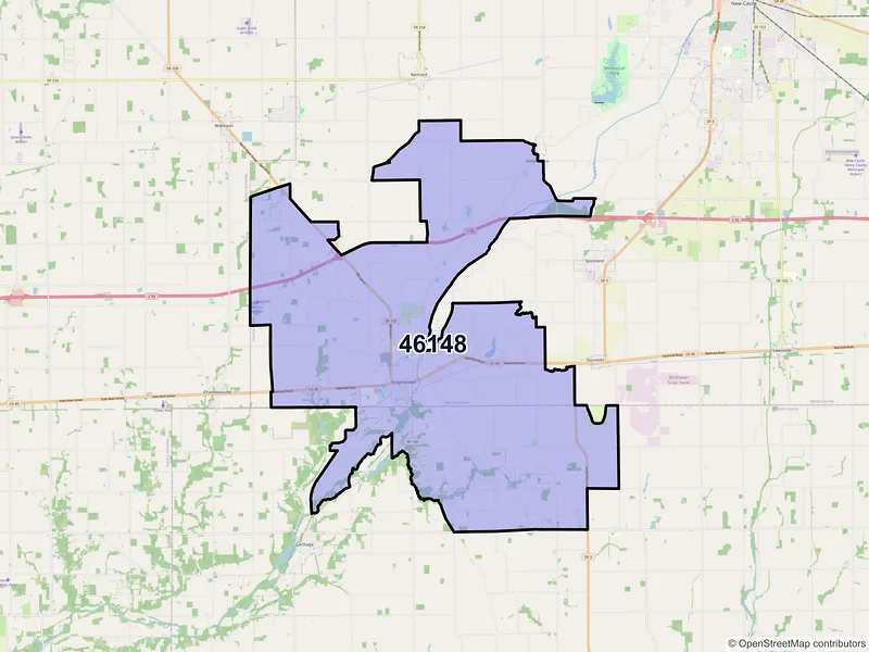 Map of ZIP Code 46148 — Knightstown, IN