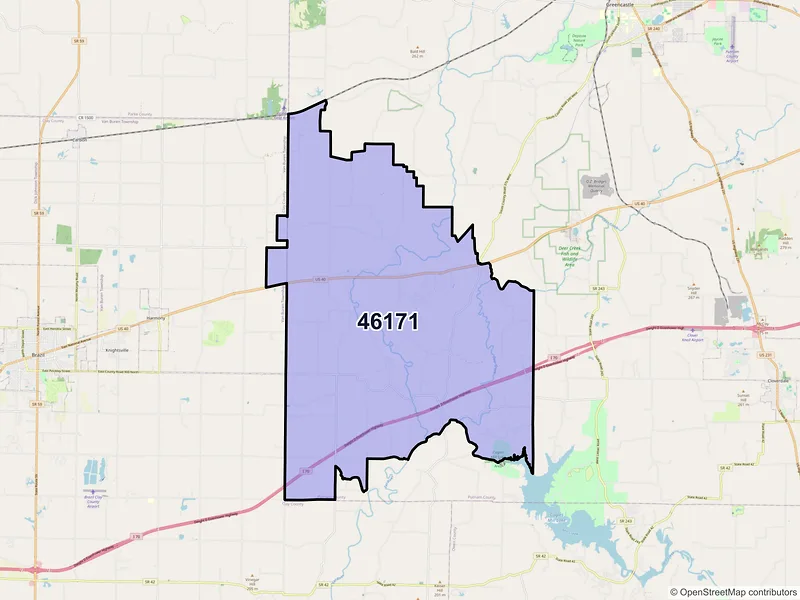 Map of Reelsville, Indiana and ZIP codes