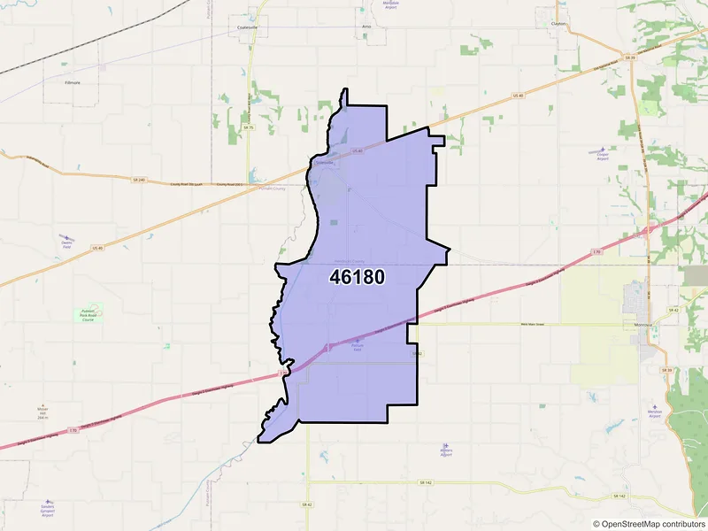 Map of ZIP Code 46180 — Stilesville, IN