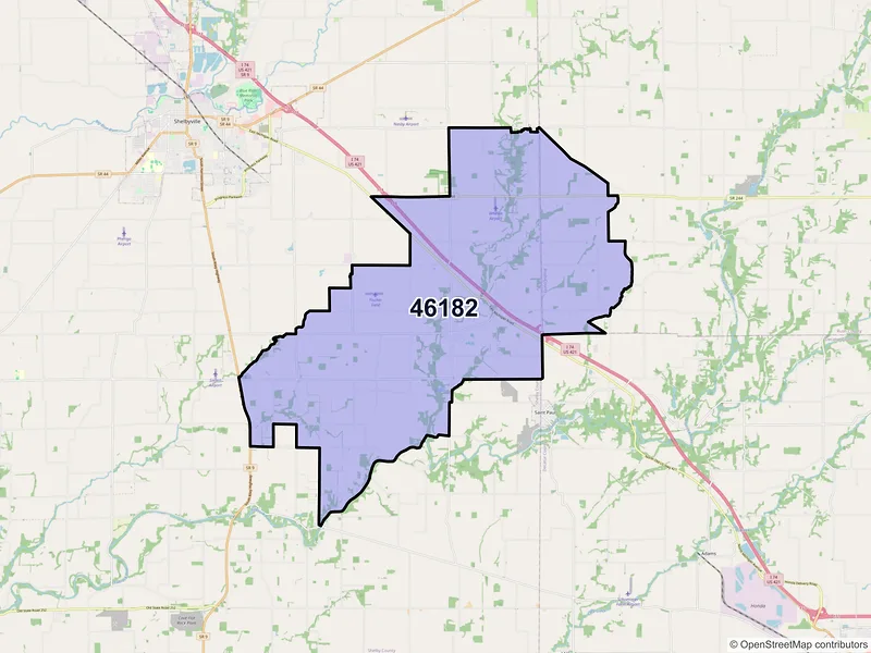 Map of ZIP Code 46182 — Waldron, IN