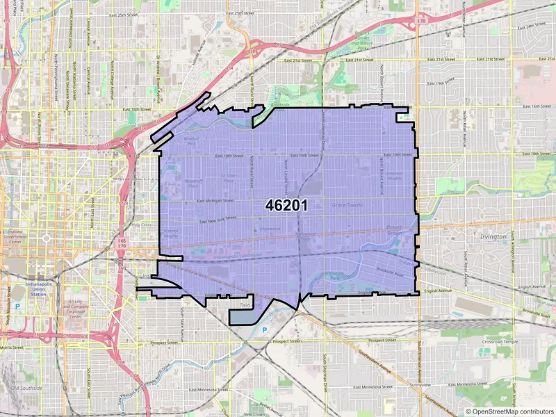 Map of ZIP Code 46201 — Indianapolis, IN