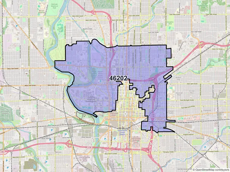 Map of ZIP Code 46202 — Indianapolis, IN