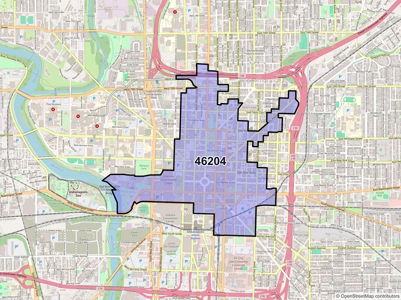 Map of ZIP Code 46204 — Indianapolis, IN