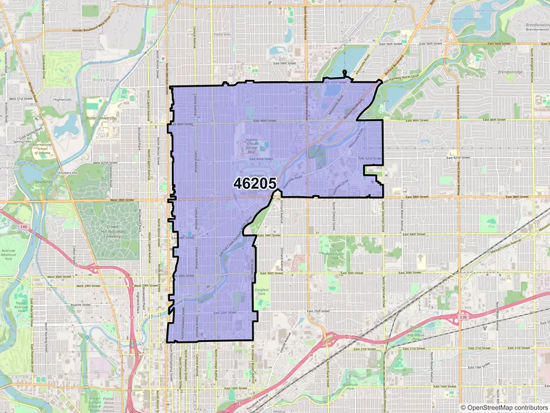 Map of ZIP Code 46205 — Indianapolis, IN