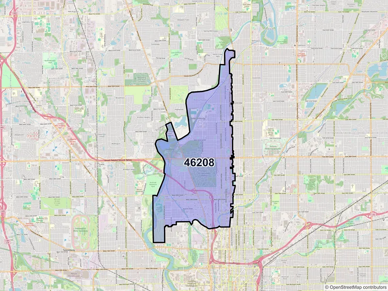 Map of ZIP Code 46208 — Indianapolis, IN