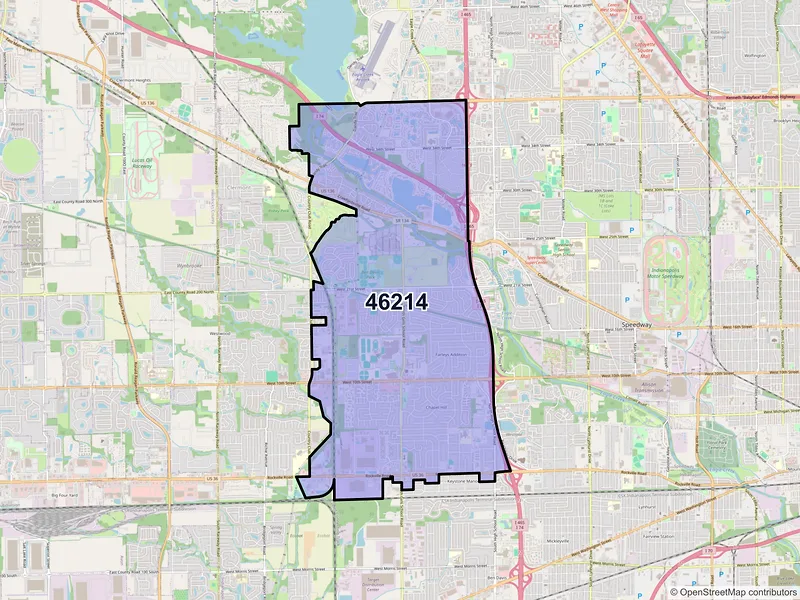 Map of ZIP Code 46214 — Indianapolis, IN