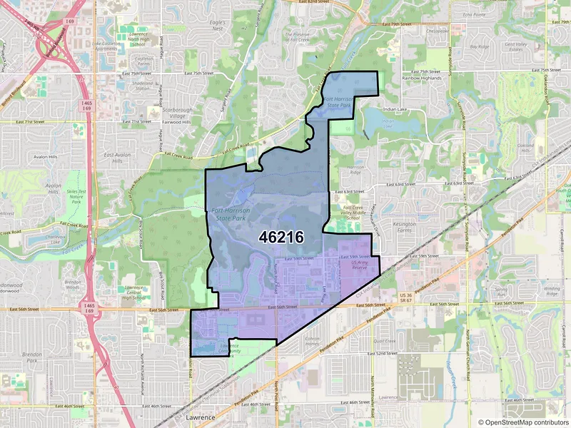 Map of ZIP Code 46216 — Indianapolis, IN