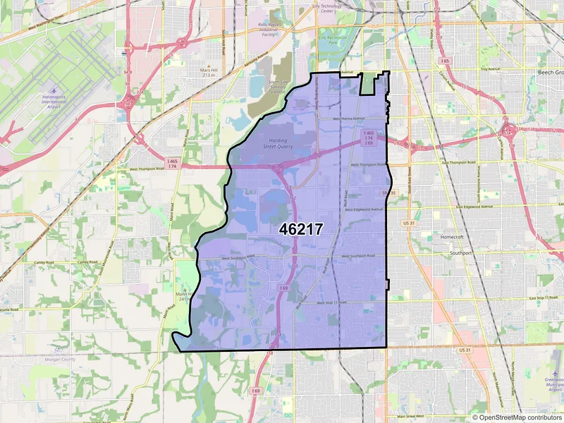 Map of ZIP Code 46217 — Indianapolis, IN