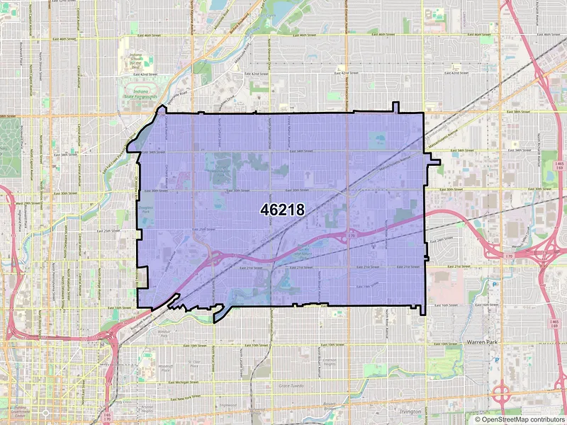 Map of ZIP Code 46218 — Indianapolis, IN