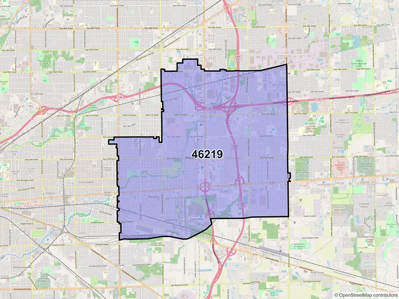 Map of ZIP Code 46219 — Indianapolis, IN