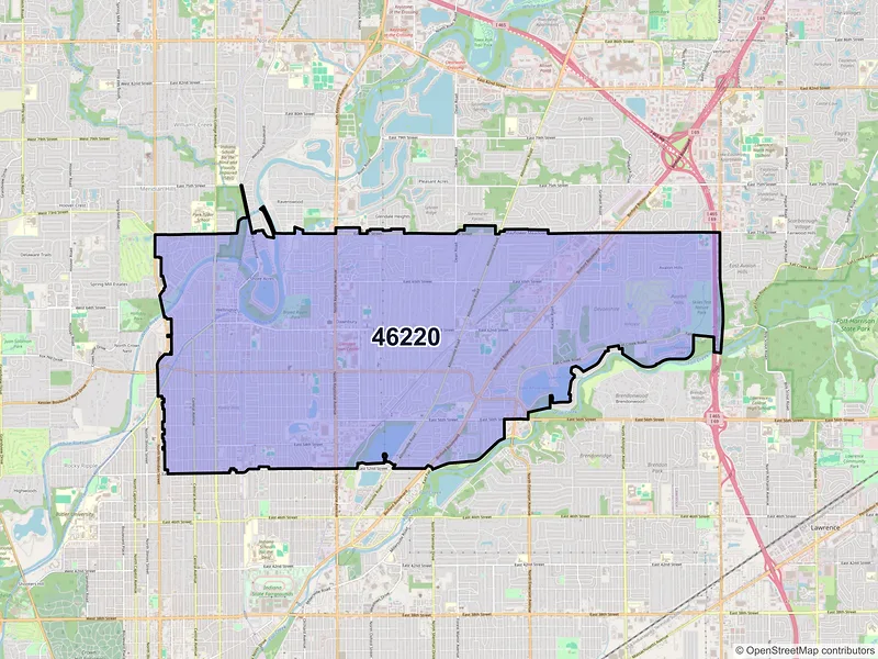 Map of ZIP Code 46220 — Indianapolis, IN